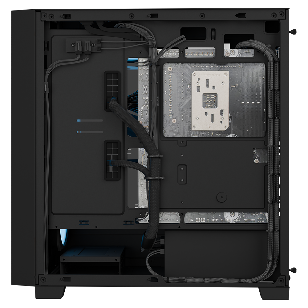 MG-1 Elite pre-configured gaming PC by MAINGEAR, interior view of black chassis
