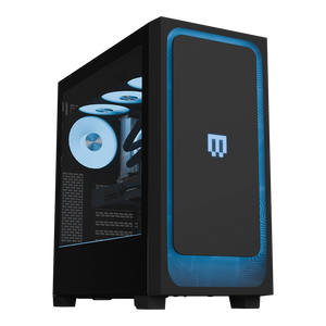 MG-1 Platinum gaming PC by MAINGEAR with blue front panel lights